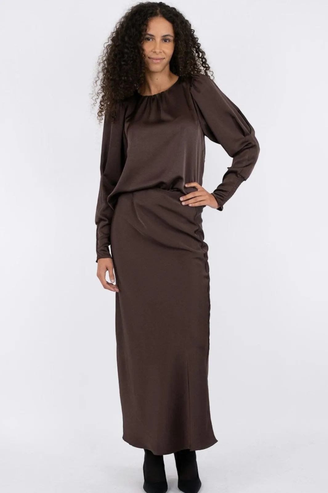 Neo Noir Nederdele<Vicky Heavy Sateen Skirt 159588