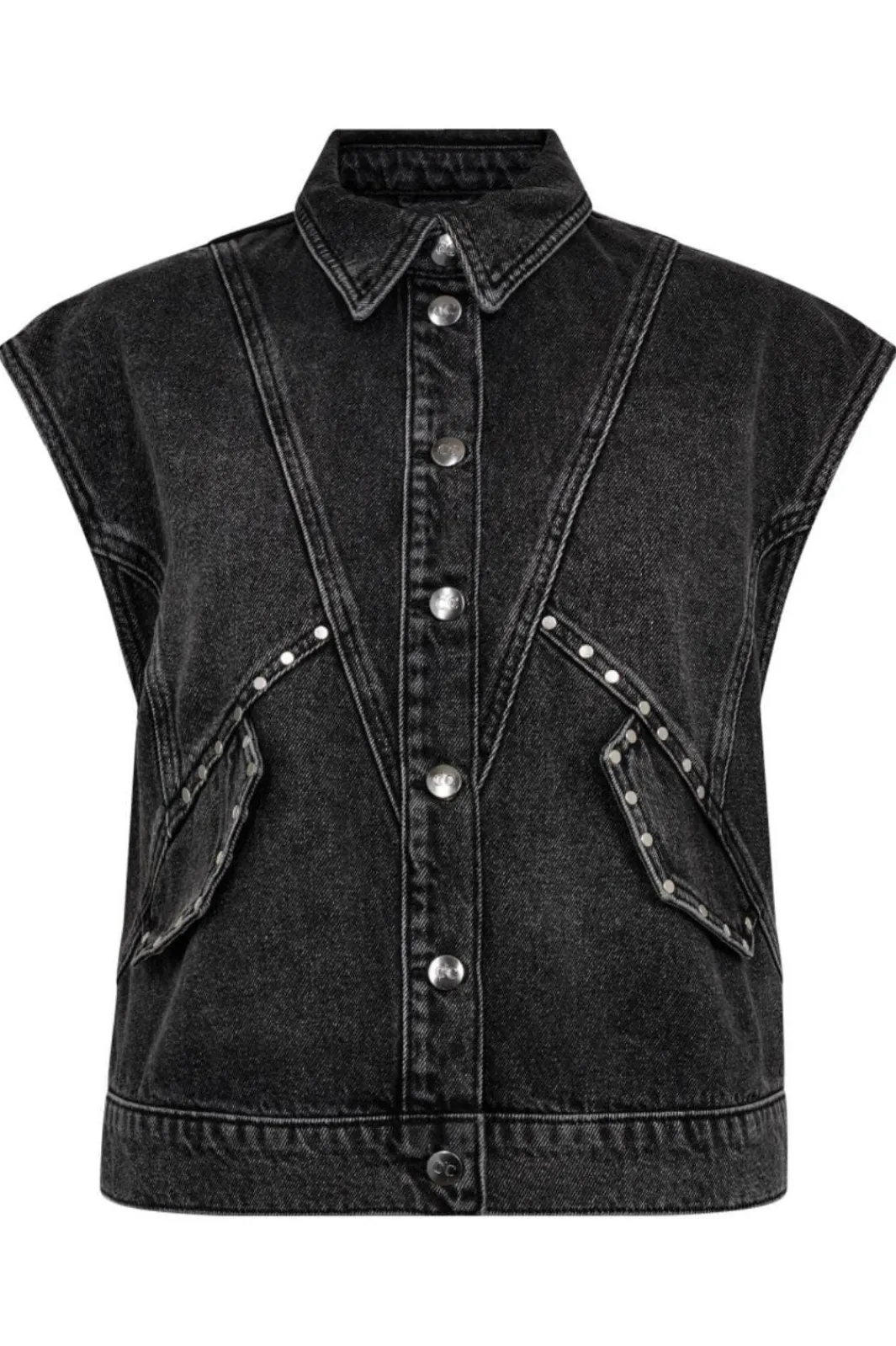Online Vickycc Stud Denim Vest 30367 Sæt 🛍️|Veste