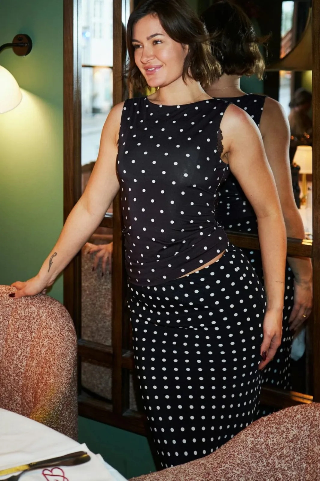 Hot Viso Crepe Dot Skirt 167940 Nederdele