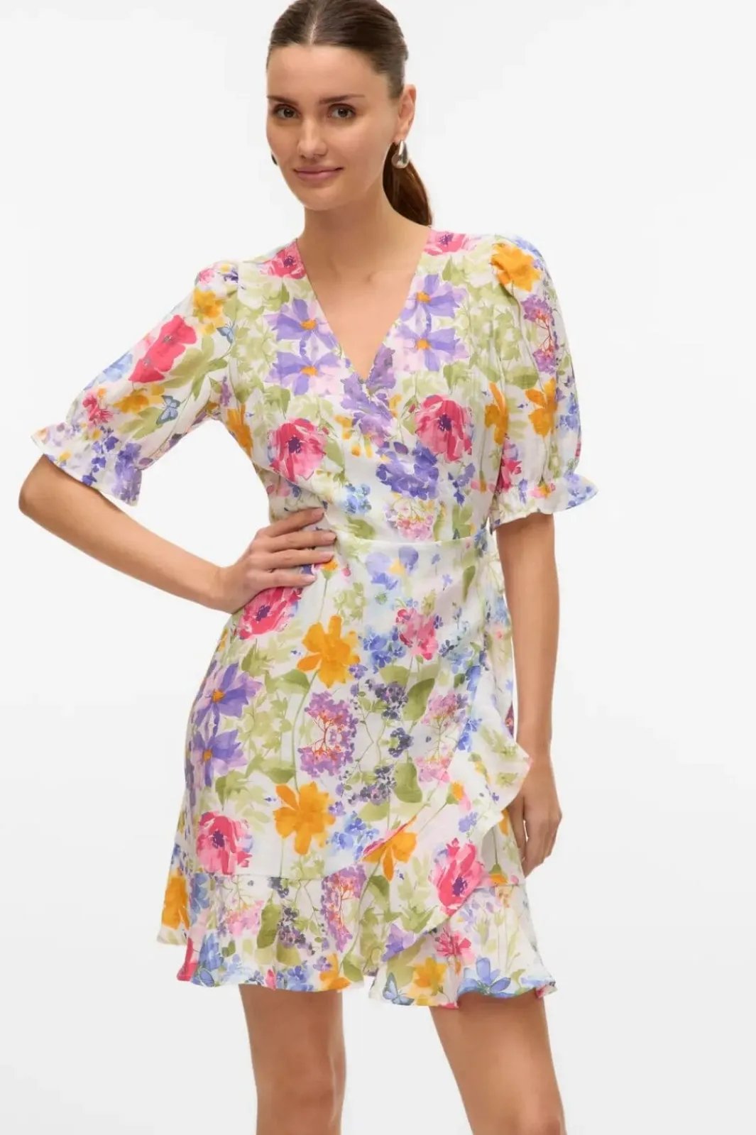 Outlet Vmflora 2/4 Wrap Short Dress Kjoler