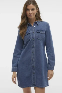 Discount Vmjennie Ls Short Denim Dress Mix Kjoler|Ammevenligt Tøj