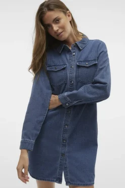 Discount Vmjennie Ls Short Denim Dress Mix Kjoler|Ammevenligt Tøj