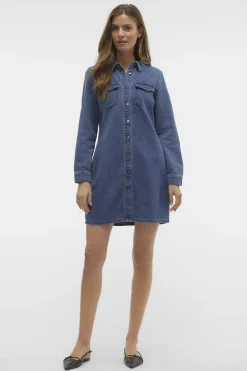 Discount Vmjennie Ls Short Denim Dress Mix Kjoler|Ammevenligt Tøj