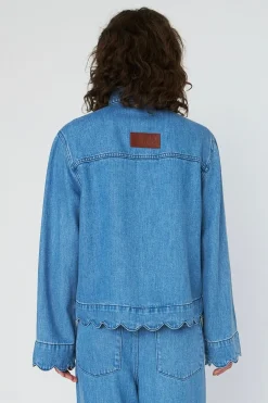 Stella Nova Bluser & Skjorter|Ammevenligt Tøj<Washed Blue Shirt With Scallop Edgewd54-2324
