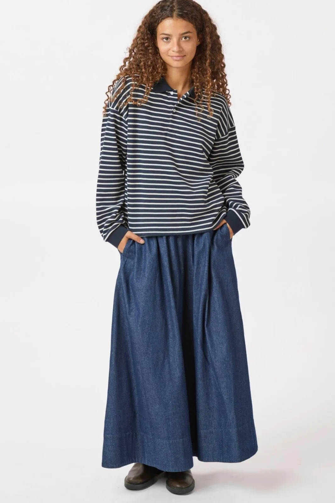 Best Yara Denim Long Skirt Nederdele